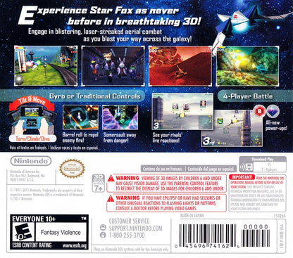 Star Fox 64 3D back cover art for Nintendo 3DS (3DS) video game 