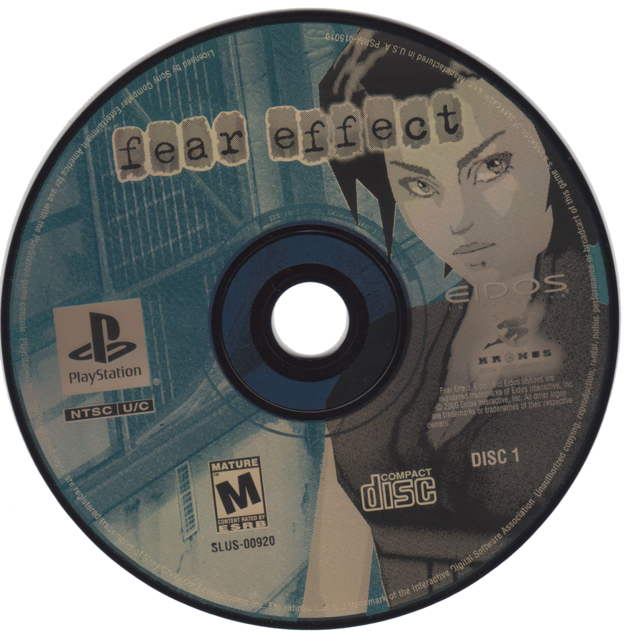 Fear Effect retro cyberpunk action adventure game for PlayStation 1 (PS1) disc 1