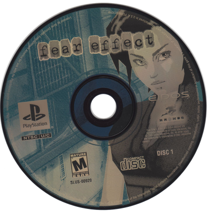 Fear Effect retro cyberpunk action adventure game for PlayStation 1 (PS1) disc 1