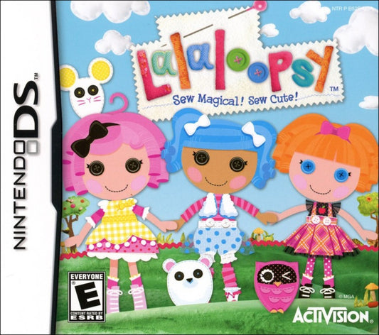 Lalaloopsy Sew Magical Sew Cute for Nintendo DS, cover image for a kids simulation video game with creative mini-games, character customization, dress-up gameplay, and family-friendly activities
