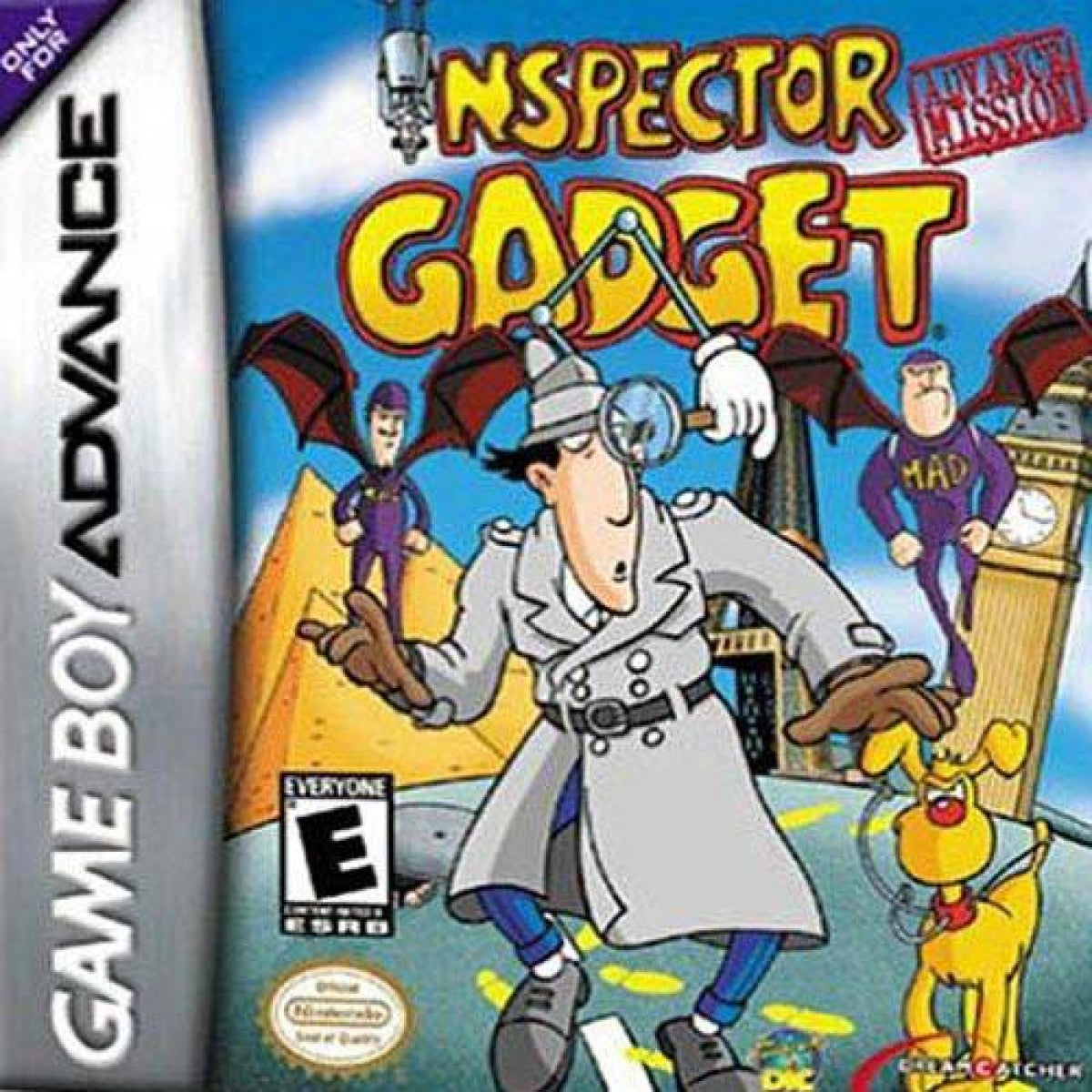 Inspector Gadget Game Boy Advance GBA for action platforming video game fans featuring Inspector Gadget gadgets and abilities side scrolling gameplay cartoon inspired environments enemy encounters puzzle solving challenging stages and classic portable Nintendo gameplay collectible gaming appeal front cover art