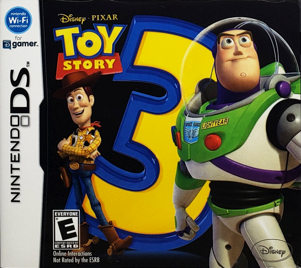Disney Pixar Toy Story 3 The Video Game Nintendo DS video game, action adventure, movie tie-in gameplay, family-friendly handheld console title front cover