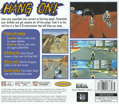 Moto Racer back of case for PlayStation 1 (PS1) retro racing video game
