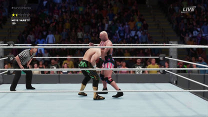 WWE 2K18 PS4 inspired design featuring modern pro wrestling simulation aesthetic realistic ring action superstar entrances championship matches sports entertainment spectacle roster showcase dynamic WWE gameplay presentation gameplay