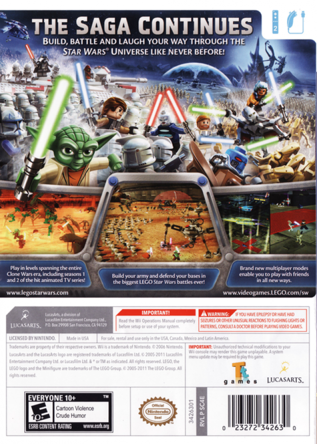 LEGO Star Wars III: The Clone Wars back cover art for Nintendo Wii (Wii) video game