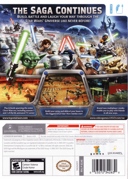 LEGO Star Wars III: The Clone Wars back cover art for Nintendo Wii (Wii) video game
