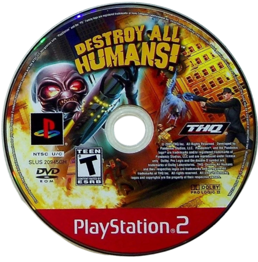 Destroy All Humans PS2 PlayStation 2 open world action adventure game retro video game disc Greatest Hits edition