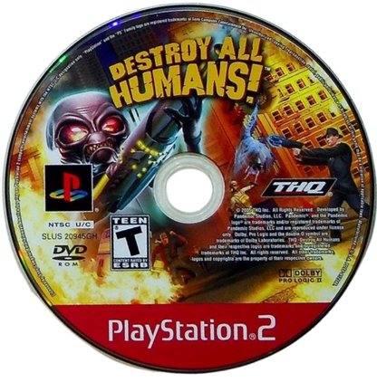 Destroy All Humans PS2 PlayStation 2 open world action adventure game retro video game disc Greatest Hits edition