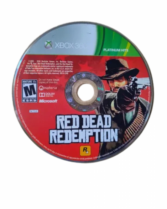 Red Dead Redemption Platinum Hits edition for Xbox 360 – complete game case with silver Platinum Hits banner and original cover art featuring John Marston disc