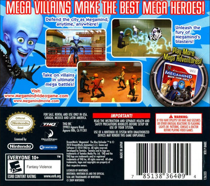 MegaMind The Blue Defender Nintendo DS action hero platformer based on the animated film building gadgets defeating villain THQ licensed title back cover art