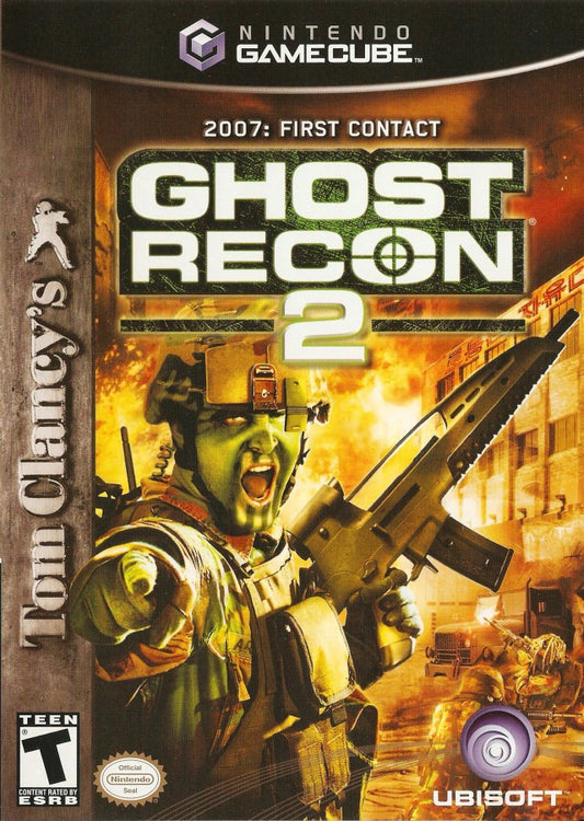 Tom Clancys Ghost Recon 2 retro Nintendo GameCube video game Ghost Recon tactical military shooter squad based combat stealth warfare Tom Clancy action multiplayer console title Nintendo GameCube release cover art