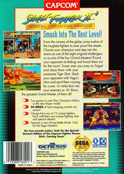 Street Fighter II: Special Champion Edition back cover art for Sega Genesis (GEN) video game