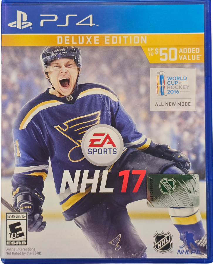 NHL 17 Deluxe Edition PlayStation 4 PS4 for retro video game enthusiasts featuring realistic hockey sports gameplay authentic NHL teams and players franchise mode career progression systems fast paced ice rink action simulation mechanics and competitive sports gaming experience and collectible gaming appeal cover art