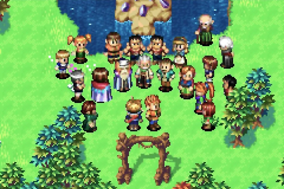Golden Sun [CIB] for Game Boy Advance (GBA) featuring a classic turn-based RPG where you wield elemental Psynergy to solve puzzles and battle across a richly detailed world; customize your party with Djinn summons and uncover an epic story in this complete-in-box handheld favorite gameplay screenshot