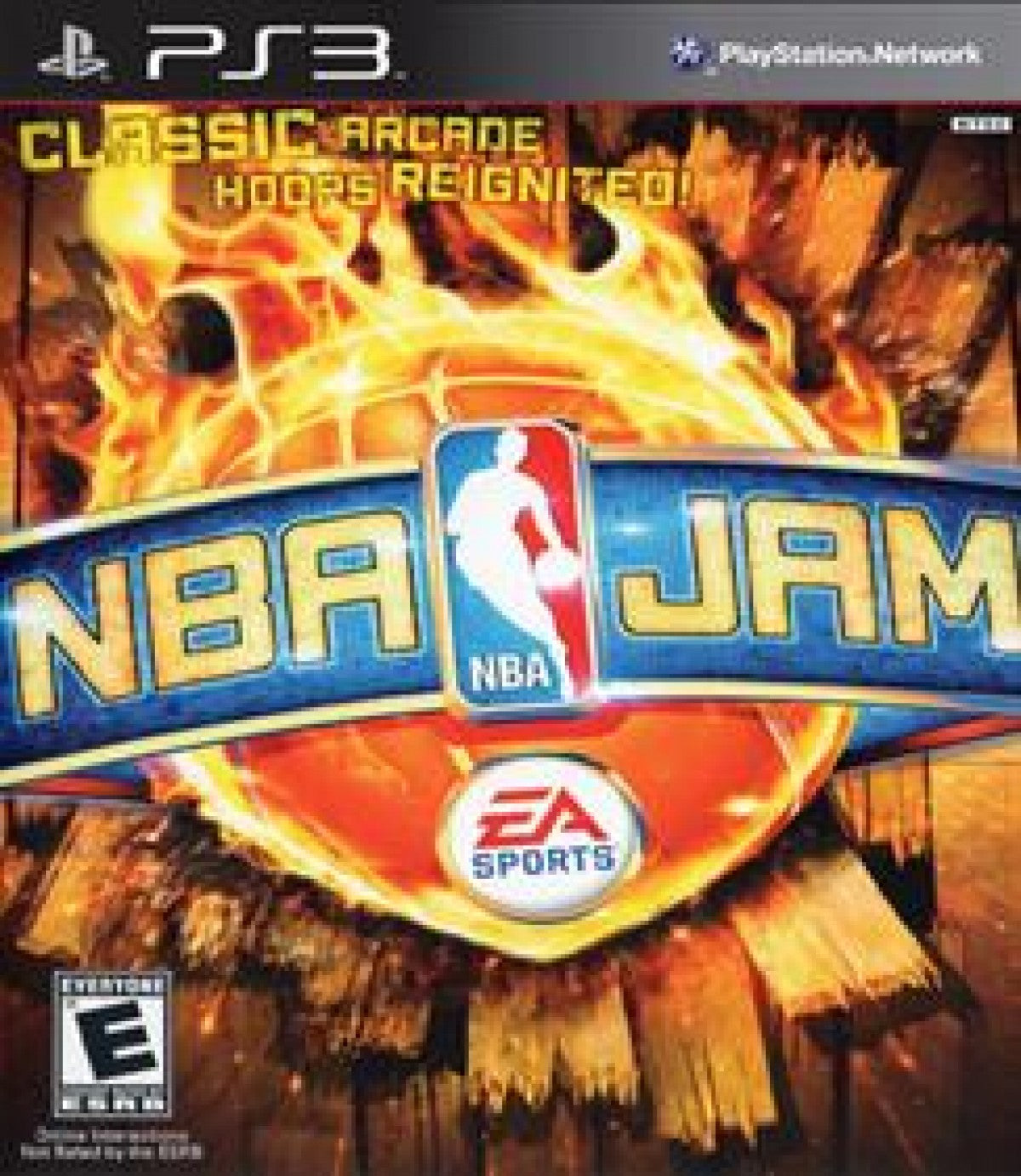 NBA Jam PlayStation 3 PS3 for arcade basketball video game fans featuring over the top basketball action high flying dunks exaggerated gameplay classic NBA players explosive moves special abilities multiplayer matches and fast paced arcade sports entertainment collectible gaming appeal front