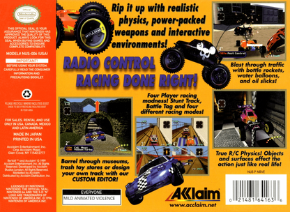 Re Volt back cover art for Nintendo 64 N64 video game