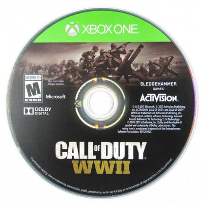 Call of Duty WWII Xbox One first-person shooter set in World War II with cinematic battles and intense multiplayer combat disc