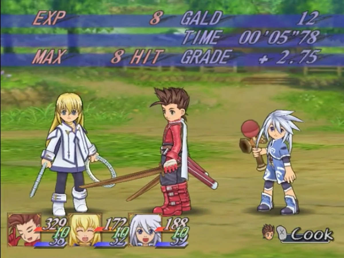 Tales of Symphonia Player’s Choice GameCube GC video game, JRPG, fantasy adventure, real-time combat, anime-style storytelling, Nintendo GameCube classic gameplay screenshot