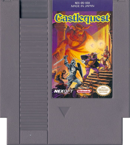 Castlequest Nintendo Entertainment System NES for action puzzle video game fans featuring fantasy castle exploration platforming gameplay challenging puzzles magical enemies hidden secrets retro Nintendo adventure side scrolling action collectible gaming appeal cartridge