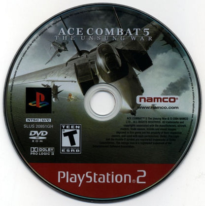 Ace Combat 5 The Unsung War Greatest Hits PlayStation 2 PS2 retro video game combat flight simulator disc