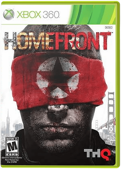 Homefront Xbox 360 cover art for first-person shooter video game.