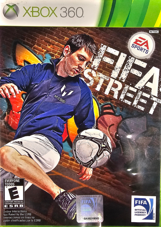 FIFA Street Xbox 360 for sports video game fans featuring arcade style street soccer gameplay fast paced matches trick moves freestyle skills authentic international players multiplayer competition vibrant urban environments and exciting football action collectible gaming appeal front cover art