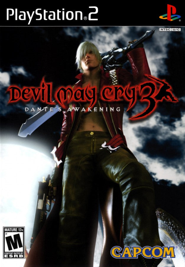 Devil May Cry 3: Dante’s Awakening for PlayStation 2 (PS2) at Gamers INC, featuring the explosive prequel that defined stylish action with fast, combo-heavy sword and gun combat, multiple fighting styles to master, iconic boss battles, and a high-energy story that pits Dante against Vergil in one of the greatest hack-and-slash games of all time front cover