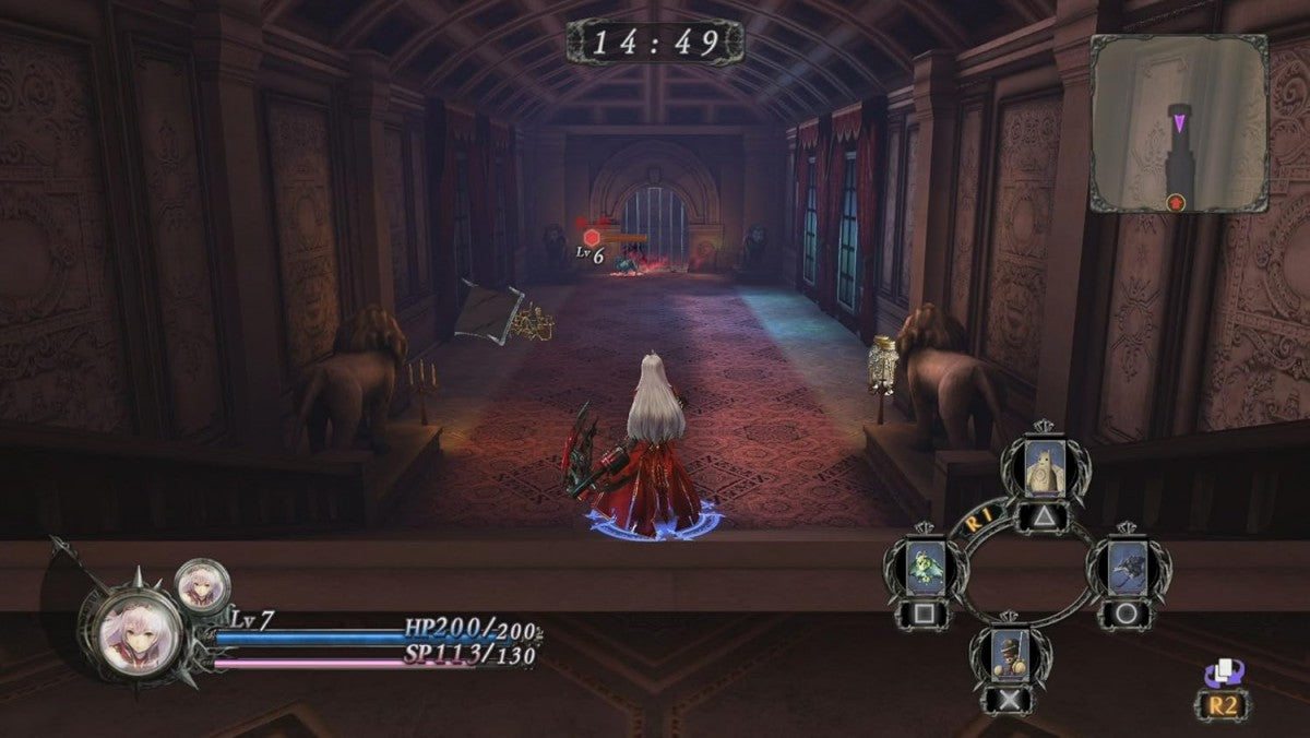 Nights of Azure retro PlayStation 4 video game featuring fantasy action RPG combat, anime style storytelling, supernatural battles and gothic adventure gameplay