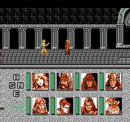 Heroes of the Lance Nintendo Entertainment System NES video game featuring fantasy role playing gameplay Dragonlance characters dungeon exploration party combat magic spells enemy battles and classic 8 bit adventure retro video game collection collectible gaming appeal gameplay