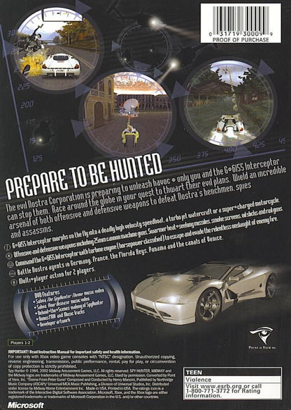 Spy Hunter back cover art for Xbox (XBOX) video game