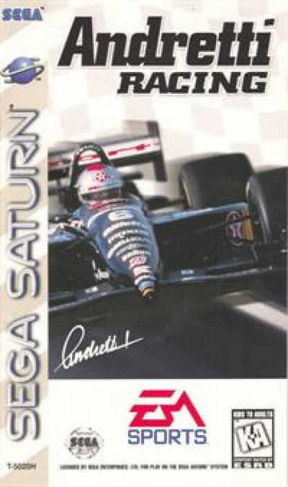 Andretti Racing Sega Saturn video game, arcade racing simulation, IndyCar motorsport action, retro Sega console title cover