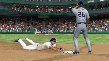MLB 09: The Show gameplay for PlayStation 2 (PS2) featuring realistic baseball simulation with authentic teams, players, and immersive stadium gameplay.
