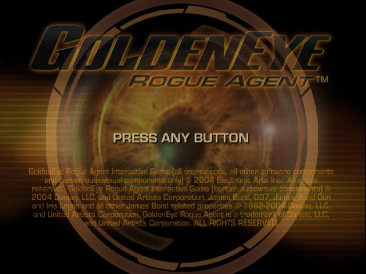 007 GoldenEye Rogue Agent for GameCube featuring first person shooter action with a villain focused storyline main menu