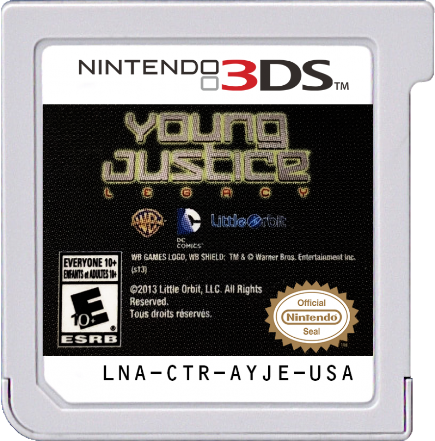 Young Justice: Legacy cartridge for Nintendo 3DS (3DS) action role-playing video game