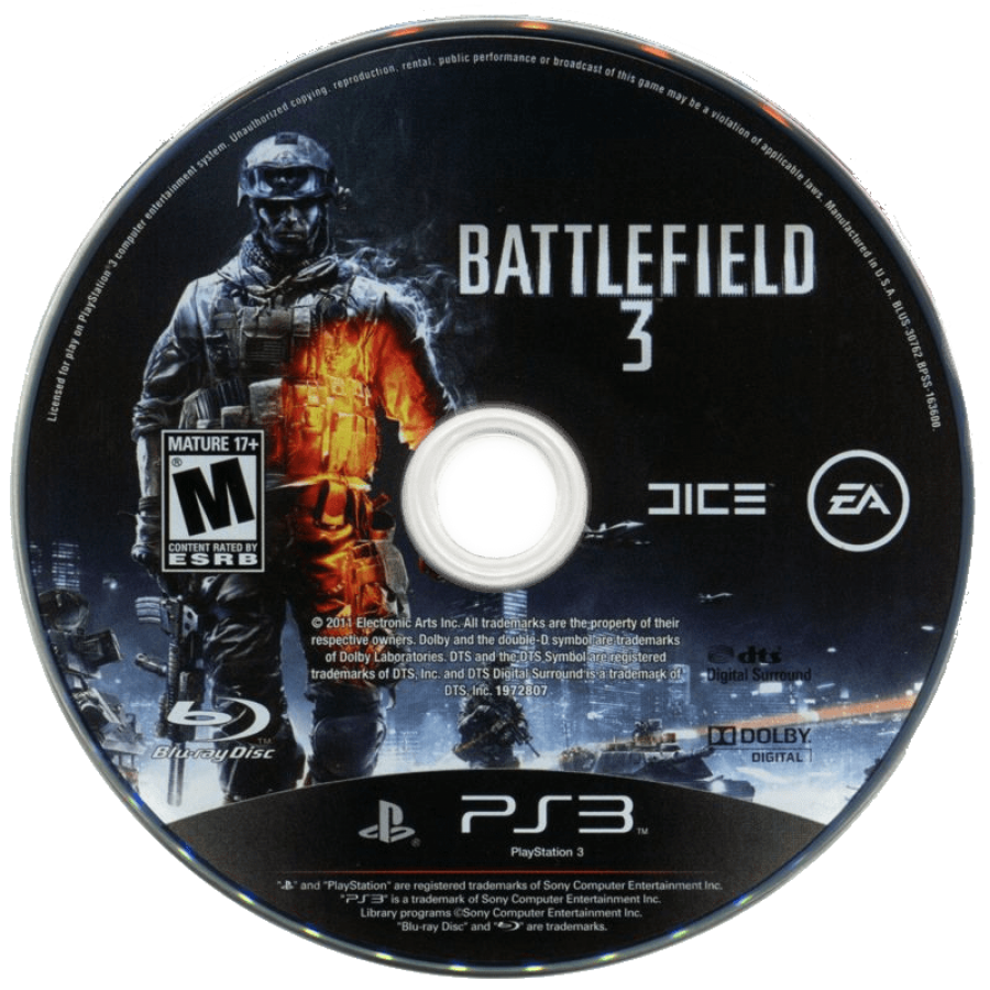 Battlefield 3 disc for PlayStation 3 (PS3) video game