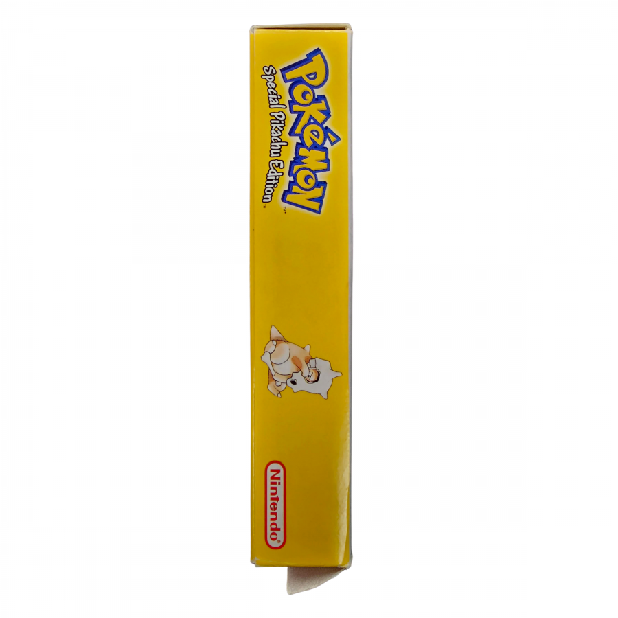Pokémon Yellow Special Pikachu Edition CIB Game Boy GB for role playing video game fans featuring Pikachu following the player through Kanto catching and training Pokémon turn based battles Gym Leader challenges Team Rocket encounters Elite Four battles Pokémon trading and classic Game Boy gameplay collectible retro gaming appeal left side of box