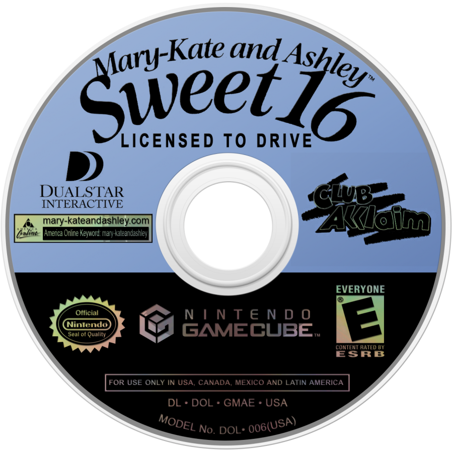 Mary-Kate and Ashley Sweet 16 Licensed to Drive disc for Nintendo GameCube (GC) video game.