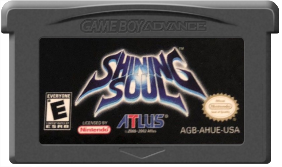 Shining Soul cartridge for the Game Boy Advance featuring action RPG gameplay with real time combat dungeon exploration character classes and multiplayer co op in a fantasy setting cartridge