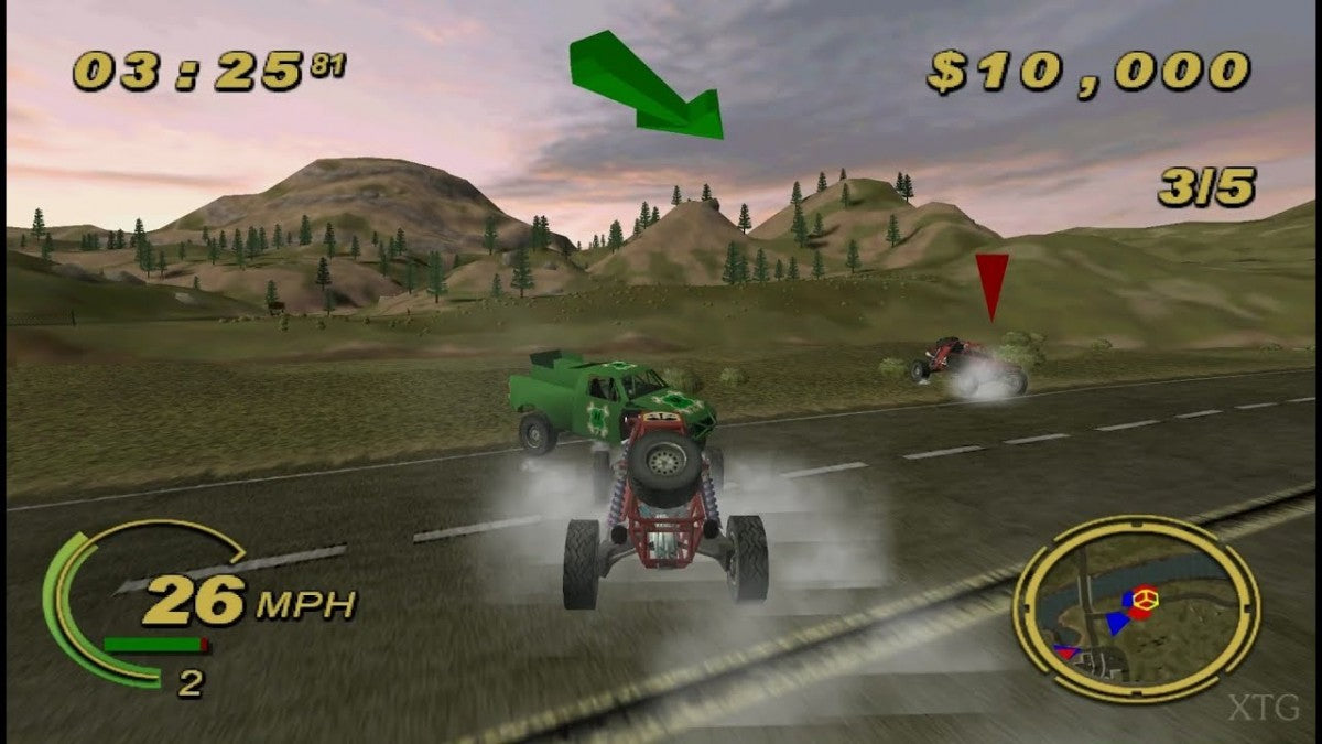 Smuggler’s Run 2 Hostile Territory PlayStation 2 PS2 video game, open-world off-road racing, vehicular action missions, classic console title gameplay screenshot
