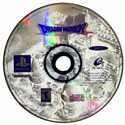 Dragon Warrior VII PlayStation 1 PS1 for retro video game enthusiasts featuring classic role playing gameplay turn based combat expansive world exploration character customization job system monster encounters epic adventure and collectible gaming appeal disc 2