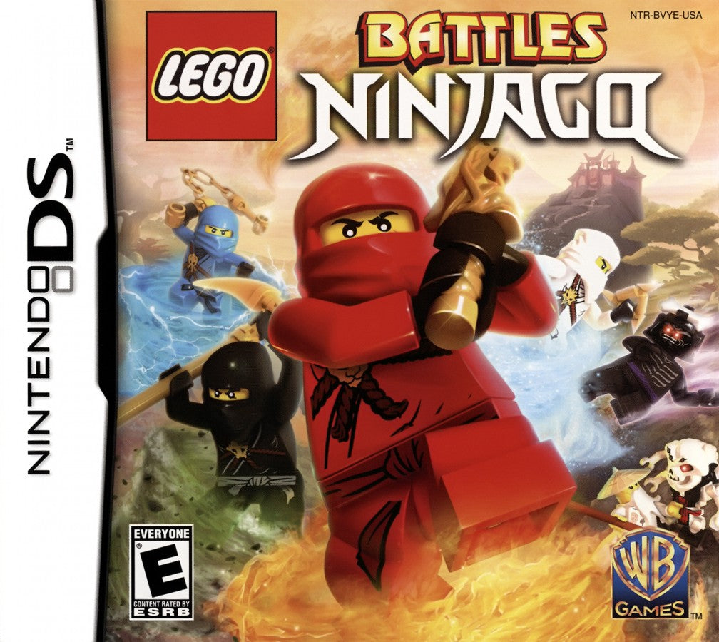 LEGO Battles Ninjago Nintendo DS game featuring real-time strategy gameplay with LEGO ninja characters front cover