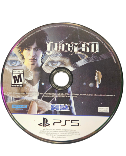 Judgment PlayStation 5 PS5 for action adventure video game fans featuring detective investigation gameplay cinematic crime drama fast paced combat open world exploration engaging storytelling side missions immersive Japanese city setting collectible gaming appeal disc