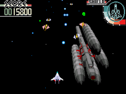 Silpheed Sega CD space shooter shoot em up shmup polygonal background graphics anime style sci fi combat fast paced arcade gameplay spaceship dogfights enhanced CD audio Game Arts retro gaming Sega CD software video game title gameplay