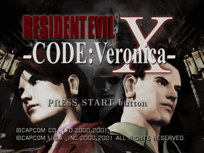 Resident Evil: Code Veronica X [w/ Bonus Disc] – PlayStation 2 (PS2) video game title screen, survival horror game.
