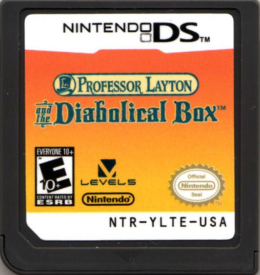 Professor Layton and the Diabolical Box Nintendo DS game featuring puzzle-solving adventure gameplay and story-driven mystery cartridge
