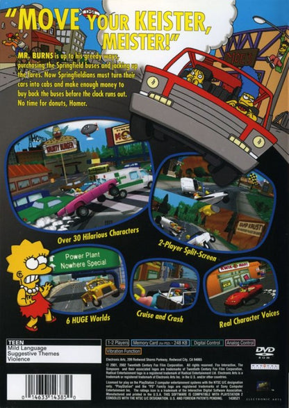 The Simpsons: Road Rage [Greatest Hits] – PlayStation 2 (PS2) video game back of case, arcade driving action.