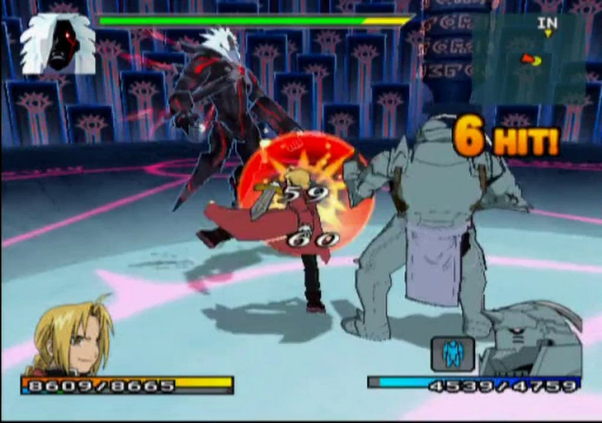 Retro Fullmetal Alchemist 2 Curse of the Crimson Elixir PS2 inspired design featuring anime action RPG aesthetic vintage PlayStation 2 alchemy powered combat Edward Elric Alphonse Elric fantasy steampunk adventure cinematic battles nostalgic anime game presentation gameplay