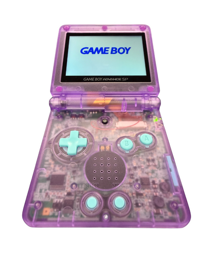 custom Pokemon Gengar Game Boy Advance SP handheld console IPS backlit screen modded system retro gaming device rechargeable portable console collectible for Nintendo fans