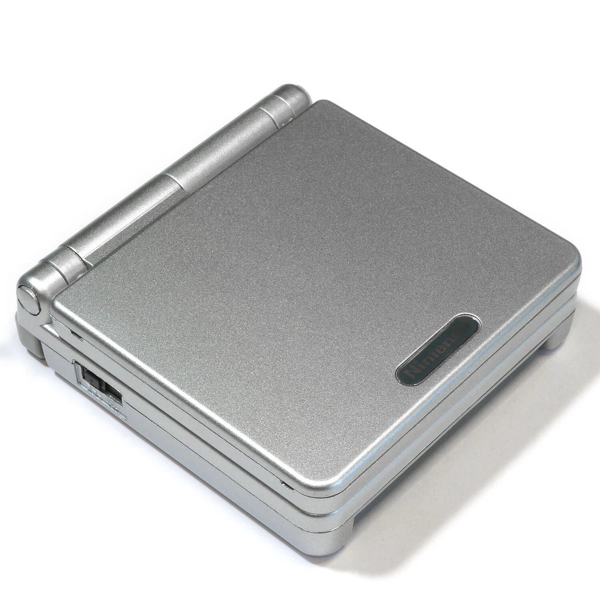 Game Boy Advance SP Platinum handheld gaming console.