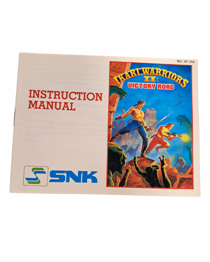 Ikari Warriors II Victory Road for Nintendo Entertainment System top down run and gun shooter featuring military combat enemy soldiers vehicles weapon upgrades and cooperative arcade style gameplay manual 